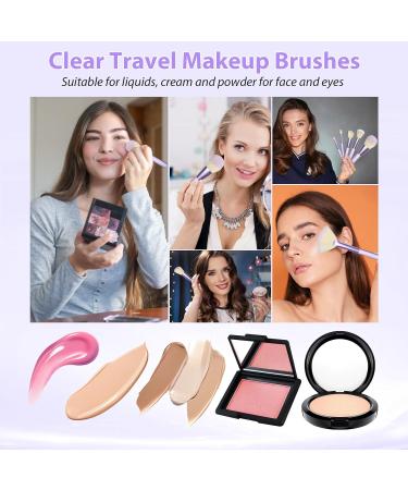 HEYMKGO 12pcs Professional Makeup Brushes Set with Transparent Handles - Ideal for Foundation, Blending, and Eyeshadow - Purple Triangle Puff Included - Buy Online on SooperMarket.com