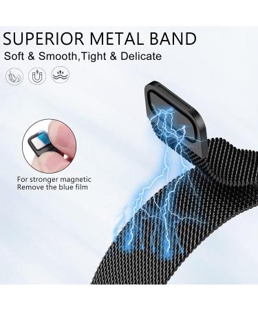 Surundo Adjustable Magnetic Mesh Loop Bracelet for Fitbit Charge 5 & 6 - Black Metal Fitness Tracker Accessory - Buy Online on SooperMarket.com