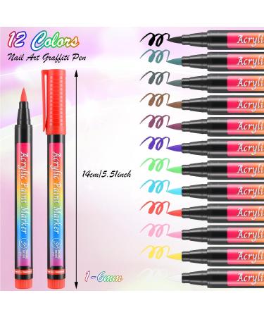 Buy Amaxiu 12 Colors Nail Art Pens Set - Waterproof Quick Dry Acrylic Painting Pens for Professional Nail Design - Buy Online on SooperMarket.com
