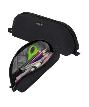 Gloppie Pencil Bag Pencil Pouch Pen Case Simple Pencil Case Black Pencil Storage Bag Pen Holder Marker Organizer Fabric Zipper Pen Pouch Office School Supplies for College Students Kids Adults