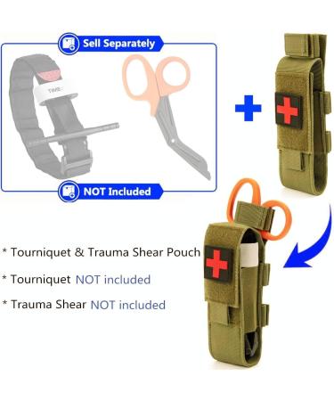 Yoncono Tactical Molle Tourniquet Holder | Portable Military First Aid Equipment Case & Trauma Medical Scissor Pocket #1 - Khaki - Buy Online on SooperMarket.com