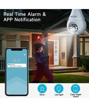 Woolink 2K Wireless Light Bulb Security Camera - Smart Surveillance Camera with Color Night Vision, Motion Detection, and Cloud/SD Card Storage - Buy Online on SooperMarket.com