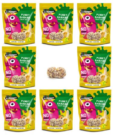 RAWBERRY Kids Banana Balls - No Added Sugar Gluten Free & Vegan Snack (8 x 50g) - Healthy Crunchy Treat for Kids  - Buy Online on SooperMarket.com