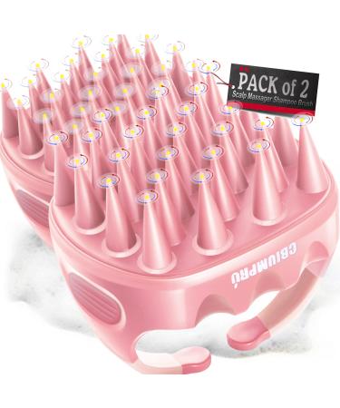 Scalp Massager Shampoo Brush 2 Pack Scalp Brush for Hair Growth Soft Silicone Scalp Exfoliator for Dandruff Removal Scalp Care Scrubber for All Hair Types of Girls Teens Kids Men Pet Dogs 2 Pack Scalp Brush ( Pink...