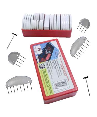 Red Suricata Curved Knit Blocking Combs   Set of 25 Curved Edge Blockers for Blocking Knitting & Crochet Projects   Extra 100 T pins   use with Blocking Mats - Patent Pending (25 Blockers - 2 sizes)