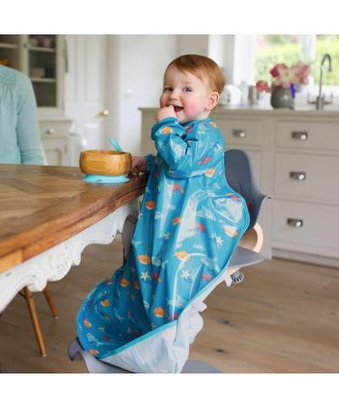 Bibetta Wipeezee Premium Baby Weaning Bibs | Waterproof Coverall Bibs for 6 month+ | Eco Friendly & Durable | Turquoise Sea Creatures Design - Buy Online on SooperMarket.com
