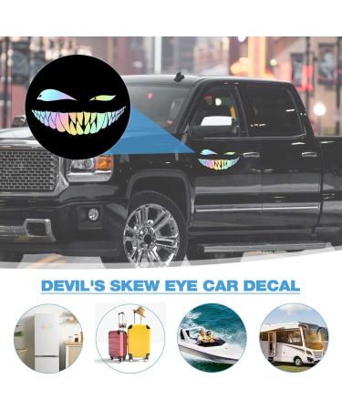 Devil's Skew Eye Funny Reflective Car Sticker - Self-Adhesive Vehicle Accessories for Windows Bumpers Trucks & Motorcycles - Buy Online on SooperMarket.com