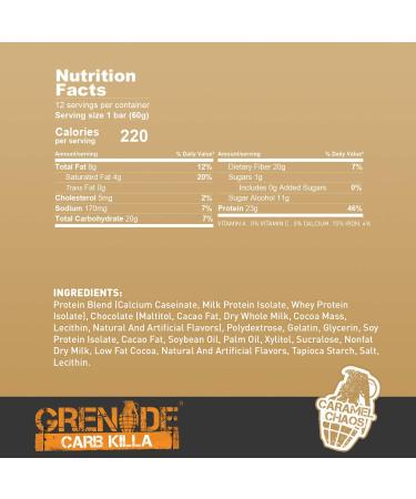 Grenade Carb Killa Bar - Caramel Chaos | High-Protein Snack - 1 Bar - Buy Online on SooperMarket.com