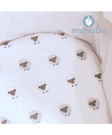 Mimadu Bassby Oval Bed Sheet 80x40 - 100% Oekotex Cotton for Strollers | Sheep Stripes Design | Fits 78x36 & 80x35 Sizes - Buy Online on SooperMarket.com