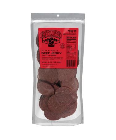 Old Trapper Hot & Spicy Double Eagle Beef Jerky | Traditional Style Real Wood Smoked | 1 Bag (80 Pieces)