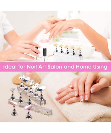 Flasoo Acrylic Nail Holder Stands Set with Magnetic Tip Holders - Silver - Buy Online on SooperMarket.com