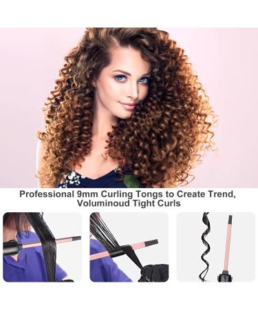 Curling Wand 9MM Thin Curling Iron | LCD Display | Tourmaline Ceramic Barrel | 30-Second Heat-Up | For All Hair Types | Tight Curls | Professional Curling Tongs - Buy Online on SooperMarket.com