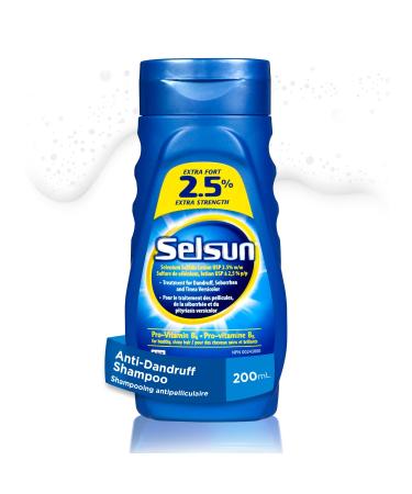 Selsun Blue Anti-Dandruff Shampoo 200mL Dandruff Treatment with 2.5% Extra Strength Selenium Sulfide and Pro-Vitamin B5 Selsun Blue 2.5% 200 ml (Pack of 1)