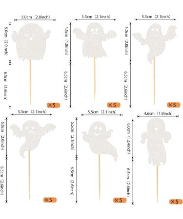 Rsstarxi 30 Halloween Ghost Cupcake Toppers Glitter White Spooky Halloween Cupcake Picks Halloween Baby Shower Cake Decorations for Ghost Theme Birthday Halloween Party Decorations Design 20 - Buy Online on SooperMarket.com