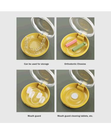 Orthodontic Retainer Case with Cleaning Brush - Yellow Mouthpiece Holder for Adults & Kids - Perfect for School Travel & Home - 8cm Diameter - Buy Online on SooperMarket.com
