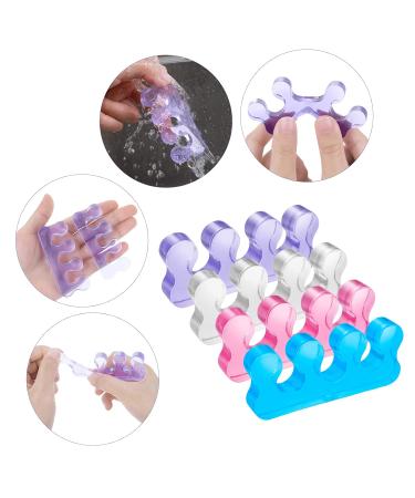 Molain 8 Pack Gel Nail Polish Toe Spacers - Silicone Separators for Overlapping Toes Hammer Toe Relief - Transparent Pink Blue & Purple - Buy Online on SooperMarket.com