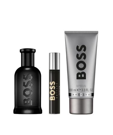 Hugo Boss Bottled Parfum Woody Ambery Men's Cologne With Notes of Leather Orris & Wood Long Lasting Fragrance 3 piece set (3.3floz.+3.3floz.+0.33floz.) - Buy Online on SooperMarket.com
