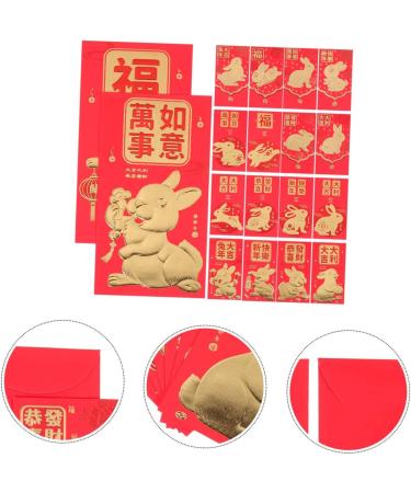 MAGICLULU 72pcs Year of The Rabbit Red Envelope Hong Bao Wedding Birthday Chinese Hongbao 2023 Rabbit Year Red Envelopes Gift Lucky Money Pockets Paper Three-Dimensional Spring Festival Bag - Buy Online on SooperMarket.com
