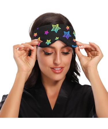 Haskirky Light Blocking Eye Mask - Adjustable for Men and Women | Perfect for Business Trips, Yoga, Meditation, Office Deep Sleep | Rainbow Stars Design - Buy Online on SooperMarket.com