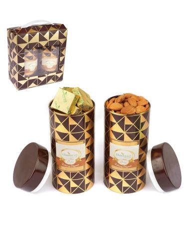 Jaiccha Ghasitaram Dryfruits Hamper-Box 2 Tin Jars of Almonds and MEWA Bites |Gift for Diwali Holi Rakhi Valentine Christmas Birthday Anniversary Her Him|