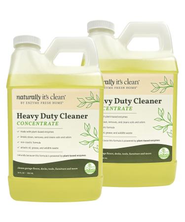 Naturally It s Clean Enzymatic Heavy Duty Cleaner Concentrate | Deep Cleans floors in homes garages patios sidewalks walls kitchens restrooms ceramic tile concreate furniture and equipment| 64oz Bottles | 2 Pack