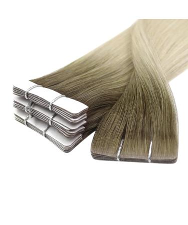 Youngsee Virgin Tape Extensions - 50cm Balayage Real Hair Invisible Light Brown Ombre #9A/10/800 - 5pcs 12.5g - Buy Online on SooperMarket.com