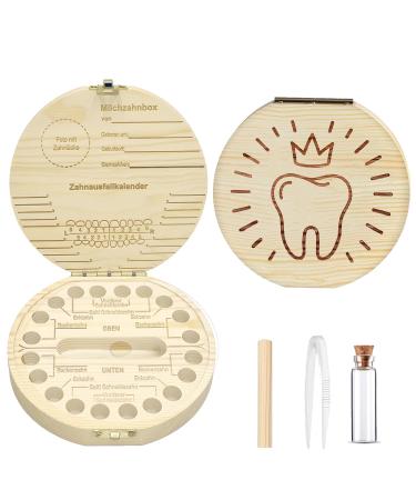 Toothbox wood milk teeth box box for milk teeth storage box for teeth tooth storage milk teeth tooth box for milk teeth young milk tooth box wood wooden storage box for teeth circle crown toothless