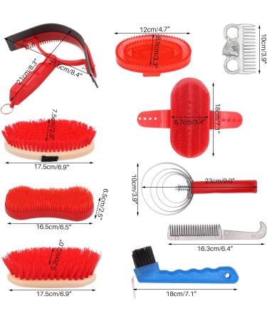 BREUAILY Horse Grooming Kit 10pcs Professional Horse Soft Massage Brush Kit Portable Horse Cleaning Tool Kit Horse Hair Brush Curry Comb Hoof Pick for Horse Cow Pony - Buy Online on SooperMarket.com