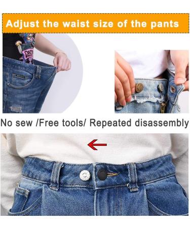 Instant Jean Button Pins for Pants - No Sew, No Tools Needed | 4 Sets Replacement Buttons | Easy Installation, Reusable & Adjustable - Buy Online on SooperMarket.com