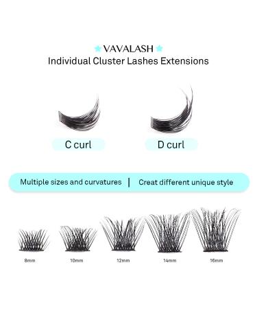VAVALASH DIY Eyelash Extension Cluster Lashes 72 PCS - V01-D Curl 8-16mm Mix - Soft Faux Mink Silk Clusters for Easy & Light Full Lash Extension at Home - Buy Online on SooperMarket.com