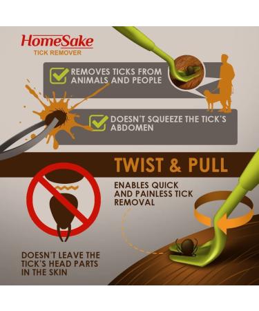 HomeSake Tick Removal Tool for Pets & Humans | Pain-Free & Chemical-Free | Removes Entire Tick Head & Body | Pack of 3 One Size - Buy Online on SooperMarket.com