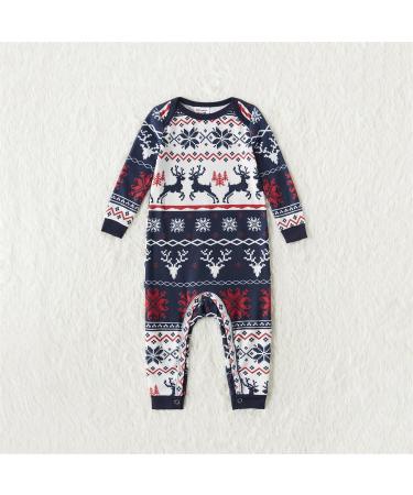 PatPat Family Christmas PJs Matching Sets - Reindeer & Snowflake Patterned Sleepwear | Xmas Pajama Set for Couples & Kids, Baby 12-18 Months, Royal Blue - Buy Online on SooperMarket.com