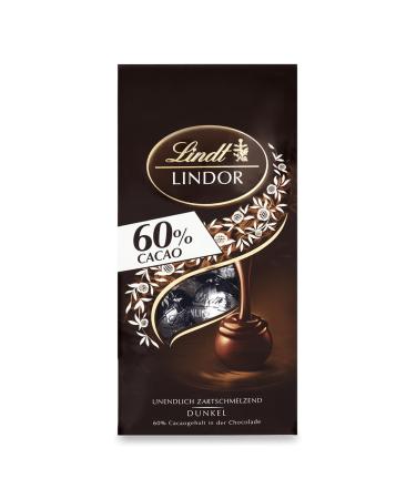 Lindt chocolate lindor balls 60% cocoa extra dark |137 g bag |approx. 10 balls of fine -colored chocolate chocolate with a delicately melting filling |Praline gift |Chocolate gift 60% cocoa 136 g (1 Pack)