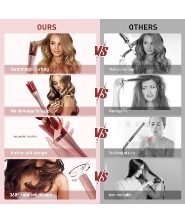 Shop 2024 Automatic Hair Curler - Upgraded Curling Iron with Anion Protection & Dual Voltage - Smart Anti-Stuck Feature 3 Temps & Timers in Rose Gold - Buy Online on SooperMarket.com
