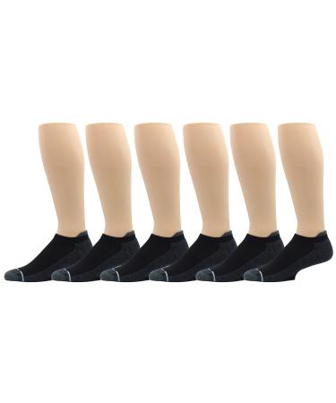 Dr. Motion Mens Low Cut Cushioned Breathable Compression Ankle Socks with Arch Support 6 Pairs Black