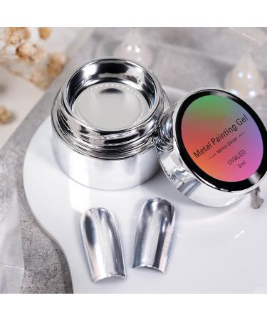 Metallic Painting Gel - 5ml Silver Metal Painted Gel Nail Polish - Reflective High Shine Nail Polish Soak Off UV/LED - Drawing Mirror Nail Gel Polish - Buy Online on SooperMarket.com