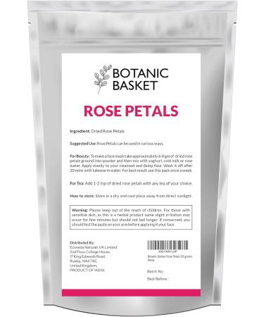 Botanic Basket Edible Rose Petals 50 grams Non GMO Natural Perfect for Tea Cocktail Flowers Mocktail Decorations Confetti Soap Making - Buy Online on SooperMarket.com