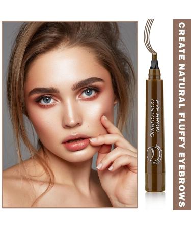 2PCS Waterproof Eyebrow Microblading Pen with 4 Micro-Fork Tips - Dark Brown - Buy Online on SooperMarket.com