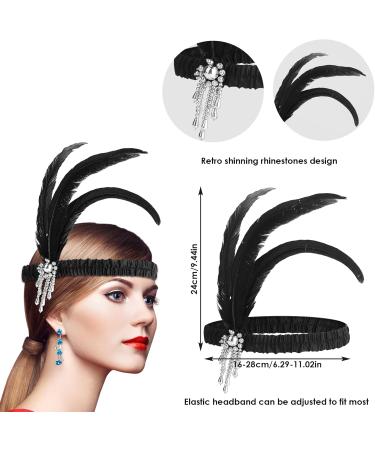 WLLHYF Feather Headwear Feather Headband Flapper Headpiece Head Wear Fashion Soft and Comfortable Hair Bows Hair 1920s Accessories for Kids Girls Party Decoration (Silver Tassel Black Feather) - Buy Online on SooperMarket.com
