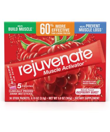 Rejuvenate Muscle Activator Drink Mix Sticks Single Serving Protein Powder Packets to Go - Raspberry Burst 30 Count - Buy Online on SooperMarket.com