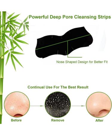 Pore Strips (80pcs) Natural Charcoal Blackhead Strips for All Skin Types - Nose & Face Blackhead Remover - Buy Online on SooperMarket.com