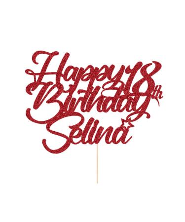 Personalised Cake Topper Happy Birthday Cake Topper Custom Cake Toppers Cake Decorations Cake Topper with Any Name Age for 1st 10th 16th 18th 20th 21st 30th 40th 50th 60th 70th 80th (Red)