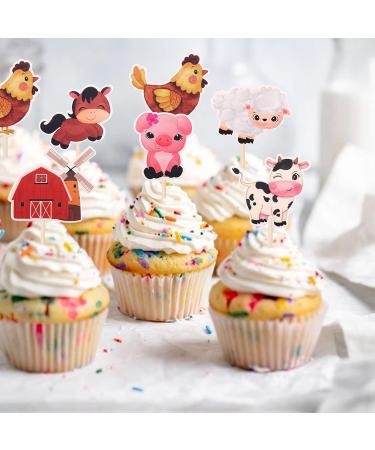 24 Farm Animal Cupcake Toppers - Barn Theme Birthday & Baby Shower Decorations - Buy Online on SooperMarket.com