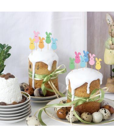 Whaline 60Pcs Easter Cupcake Topper Double-Sided Easter Bunny Cupcake Picks Colorful Rabbit Food Picks for Easter Spring Party Supplies Cake Decorations - Buy Online on SooperMarket.com