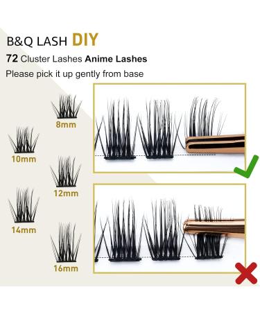 Eyelashes 72 PCs - B&C DIY Individual Reusable Wispy Fluffy Extensions for Beginners - D-8-16 Mix B36 - Buy Online on SooperMarket.com