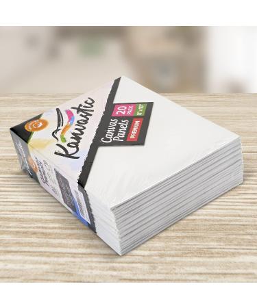 Artist Quality 8x10 Canvas Boards - 20 Pack, Triple Primed with Gesso, Pure Cotton, Individually Wrapped - Buy Online on SooperMarket.com