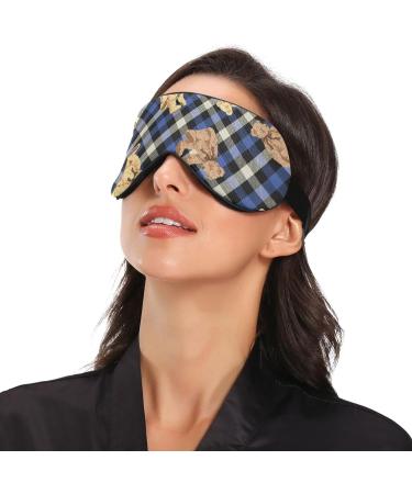 Haskirky Light Blocking Eye Mask for Men and Women - Breathable & Adjustable for Travel, Yoga, Meditation - Deep Sleep Mask - Navy Plaid - Buy Online on SooperMarket.com