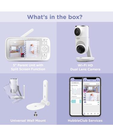 Hubble Connected Dual Camera Baby Monitor with AI Motion Tracking and Night Vision - 5 Screen, Remote Pan Tilt Zoom, Room Temperature Sensor - Buy Online on SooperMarket.com