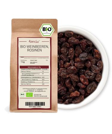 Camelur 1kg dark organic raisins unwrestrel - aromatic wineberries dried gently and unsugert - high -quality raisins organic to refine muesli & Co. 1 kg (1 Pack)