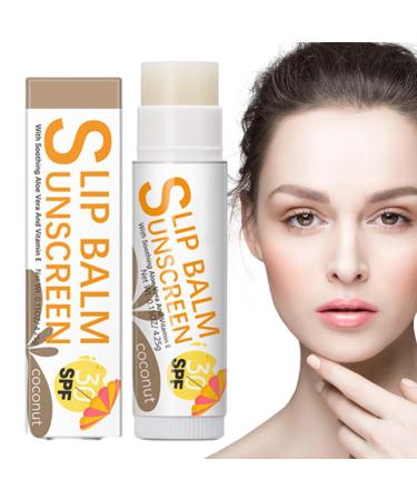 Sunscreen Lip Balm | Bum Sun Lip Balm SPF30 | Travel Size Sunscreen for Lips Soothes and Moisturizes Lips Sun Protection Lip Care Tumotsit #2 Coconut Flavor